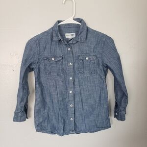 Old Navy Boyfriend Chambray Denim Shirt Girls Med